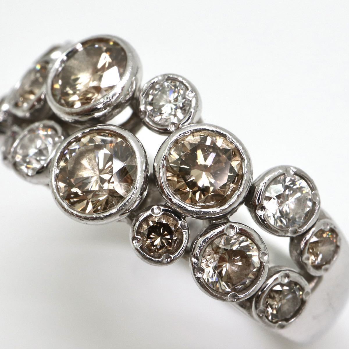 1ct up!!KASHIKEY(カシケイ)◆Pt900 天然ブラウンダイヤモンド/天然ダイヤモンドリング◆◎m 8.7g brown diamond ring 指輪 小寺智子 FA2_画像4