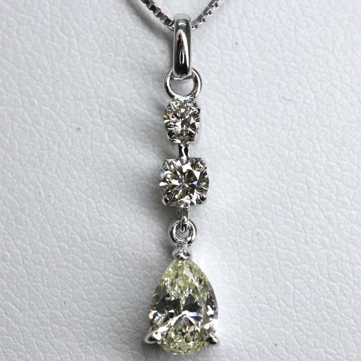 〈天然ダイヤモンドネックレス〉a 0.502/0.18ct K18WG 45cm 2.3g diamond jewelry necklace EC0/EC6