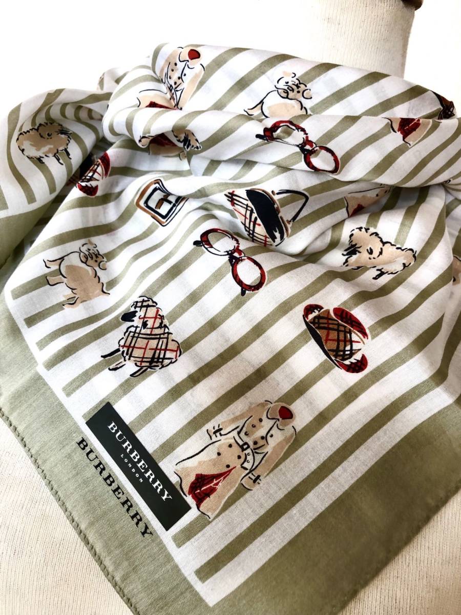 新品 Burberry バーバリー　大人気稀少レア柄◆洋服羊犬柄＆ミニスカーフハンカチ◆膝掛け（や0411CD111500）_画像3