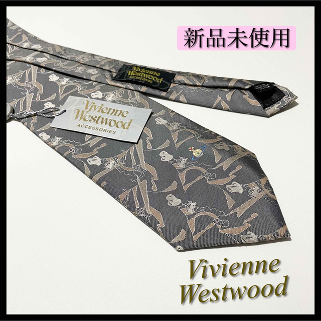  редкий *[ новый товар не использовался товар ] Vivienne Westwood галстук o-b Logo o-vu one отметка Logo высокий бренд высококлассный бренд Logo мужской 