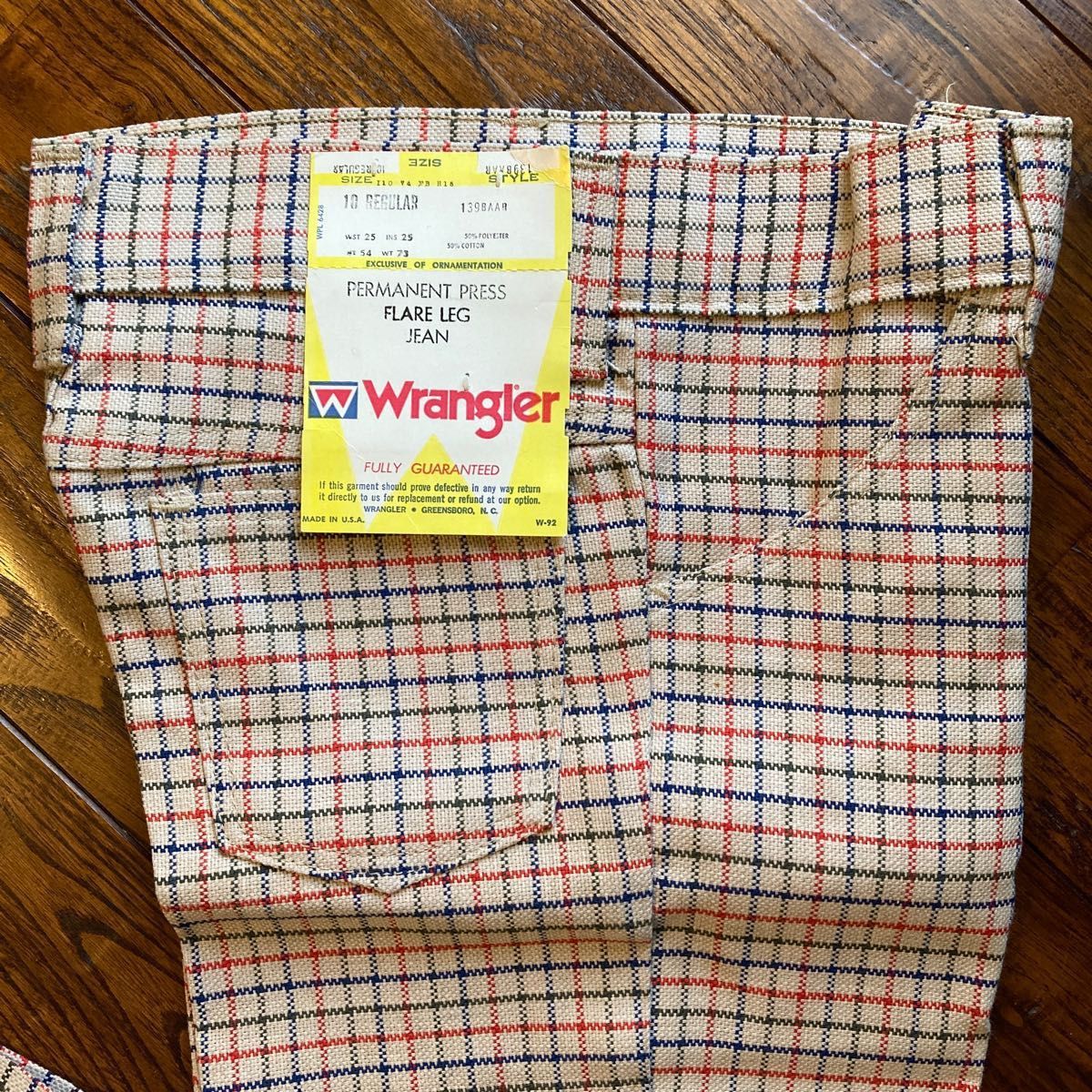 希少 激レア 70s デッドストック USA製 Wrangler チェック柄 フレア