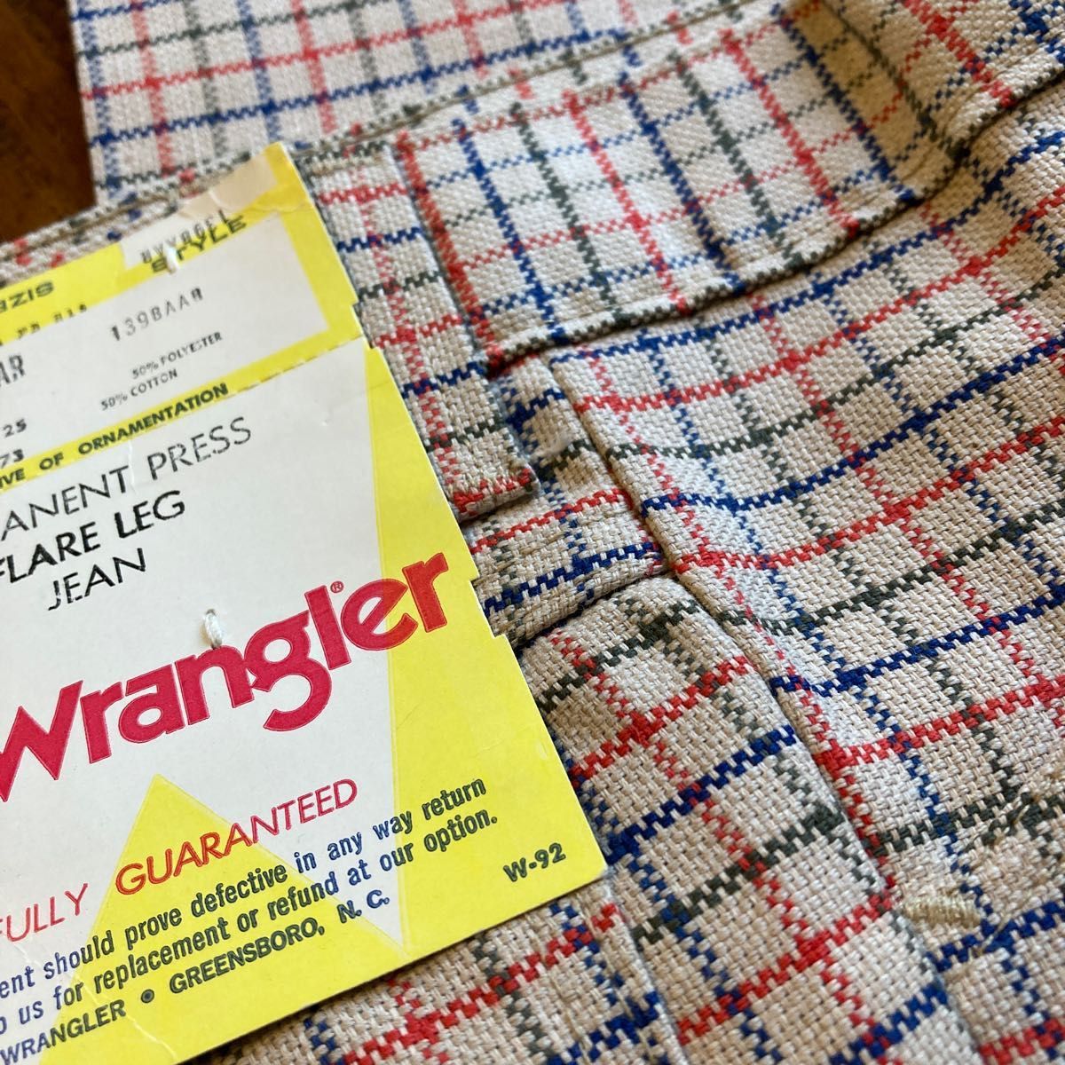 希少 激レア 70s デッドストック USA製 Wrangler チェック柄 フレア