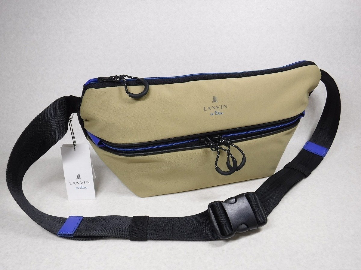 BB417 ランバンオンブルー 新品 撥水 軽量 ワンショルダーバッグ LANVIN en Bleu ベージュ ハイゲージ 定価10450円 569901_画像2