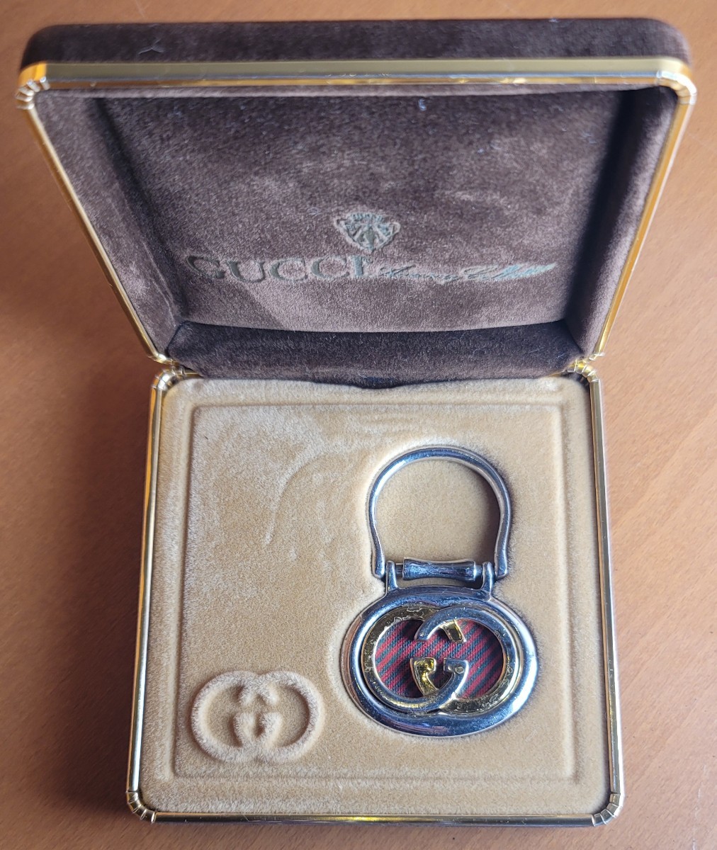 GUCCI Old Gucci брелок для ключа серебряный Gold комбинированный цвет с коробкой б/у текущее состояние товар 