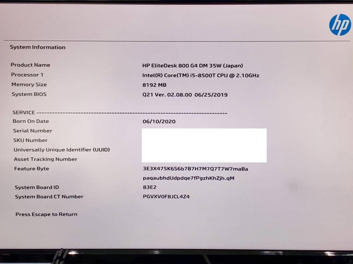 HP EliteDesk 800 G4 DM 35W デスクトップパソコン Win10 Core i5