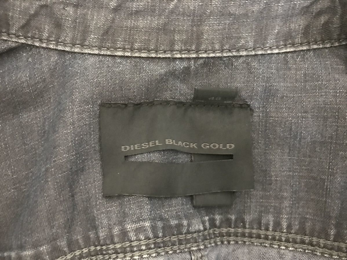 本物ディーゼルブラックゴールドDIESEL BLACK GOLDコットン麻デニムジップジャケットスーツメンズビジネスミリタリーサーフLグレーブルー48_画像4