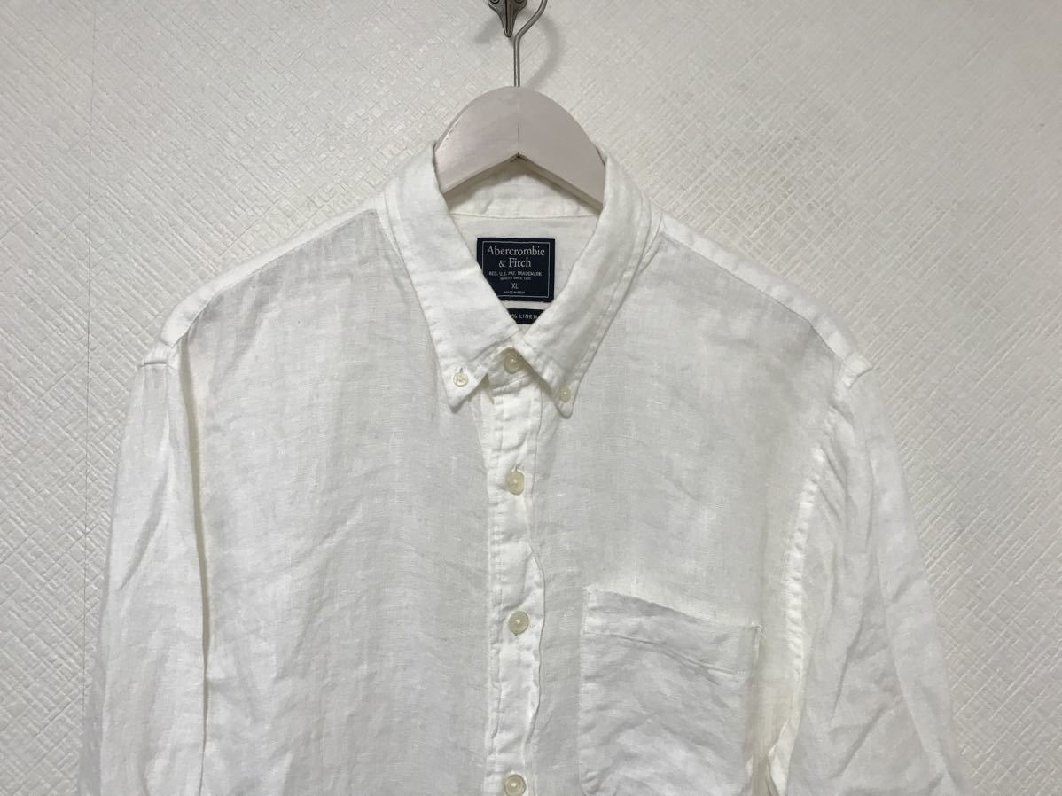  genuine article Abercrombie & Fitch and Fitch Abercrombie&Fitchlinen flax long sleeve shirt men's Surf American Casual business suit military white white XL