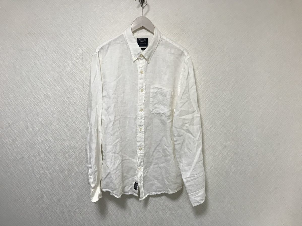  genuine article Abercrombie & Fitch and Fitch Abercrombie&Fitchlinen flax long sleeve shirt men's Surf American Casual business suit military white white XL