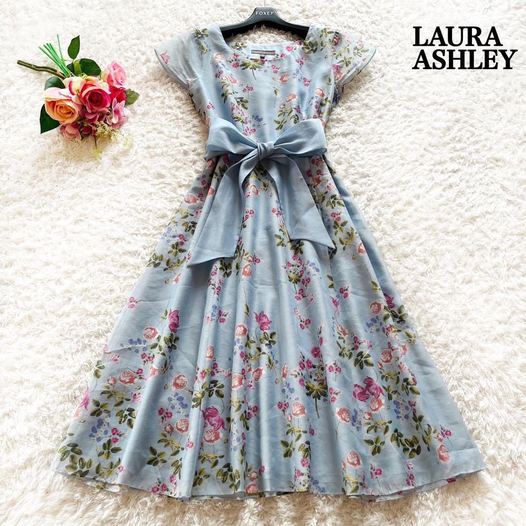 極美品 LAURAASHLEY ローラアシュレイ ロング丈ワンピース 花柄 リボン