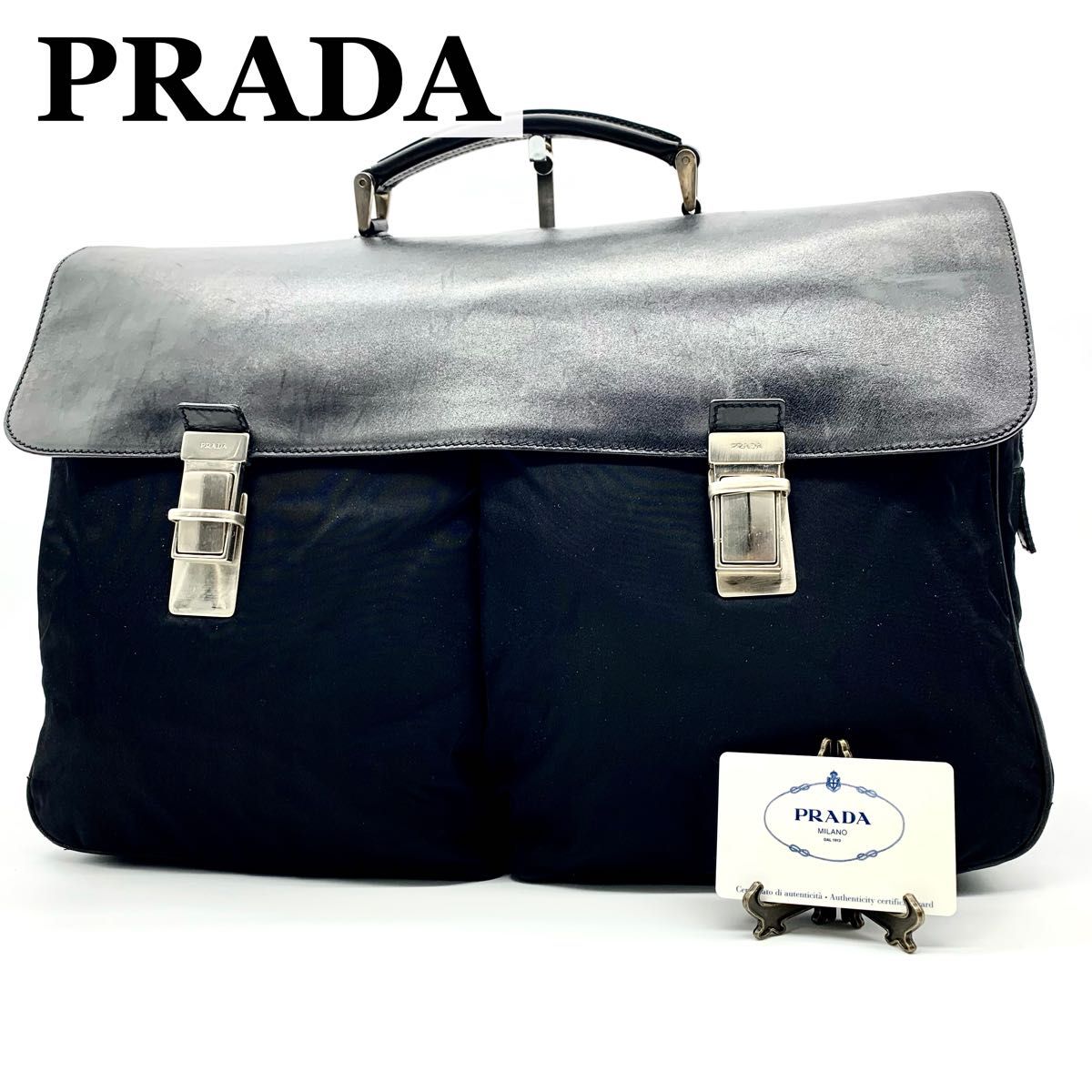 超極美品】プラダ PRADA ビジネスバッグ ブリーフケース A4収納 書類