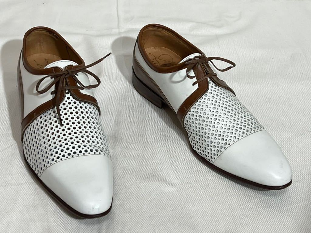 [Doucal\'s(te.karus) leather shoes 39.5/24.5] establishment 1937 year Italy fi Len tse business shoes punching strut chip shoes white tea 