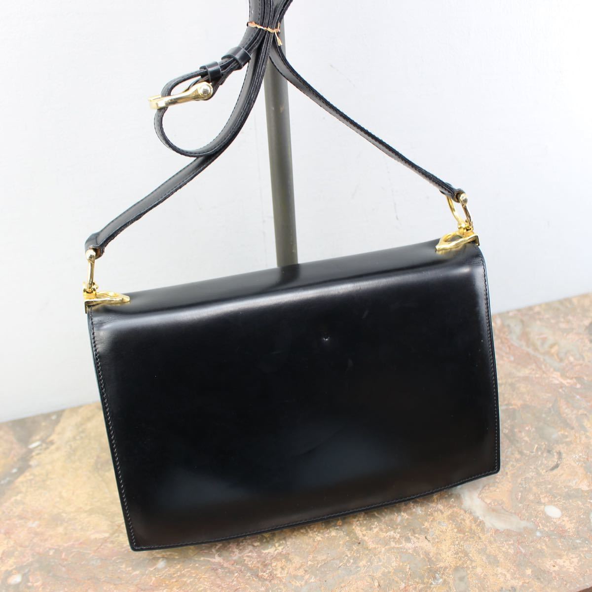 CELINE CARRIAGE LOGO LEATHER SHOULDER BAG MADE IN ITALY/ヴィンテージセリーヌ馬車ロゴレザーショルダーバッグ