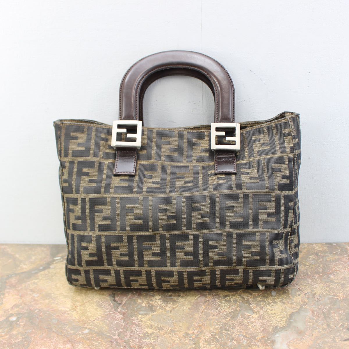 FENDI ZUCCA PATTERNED NYLON LEATHER HAND BAG/フェンディズッカ柄ナイロンレザーハンドバッグ