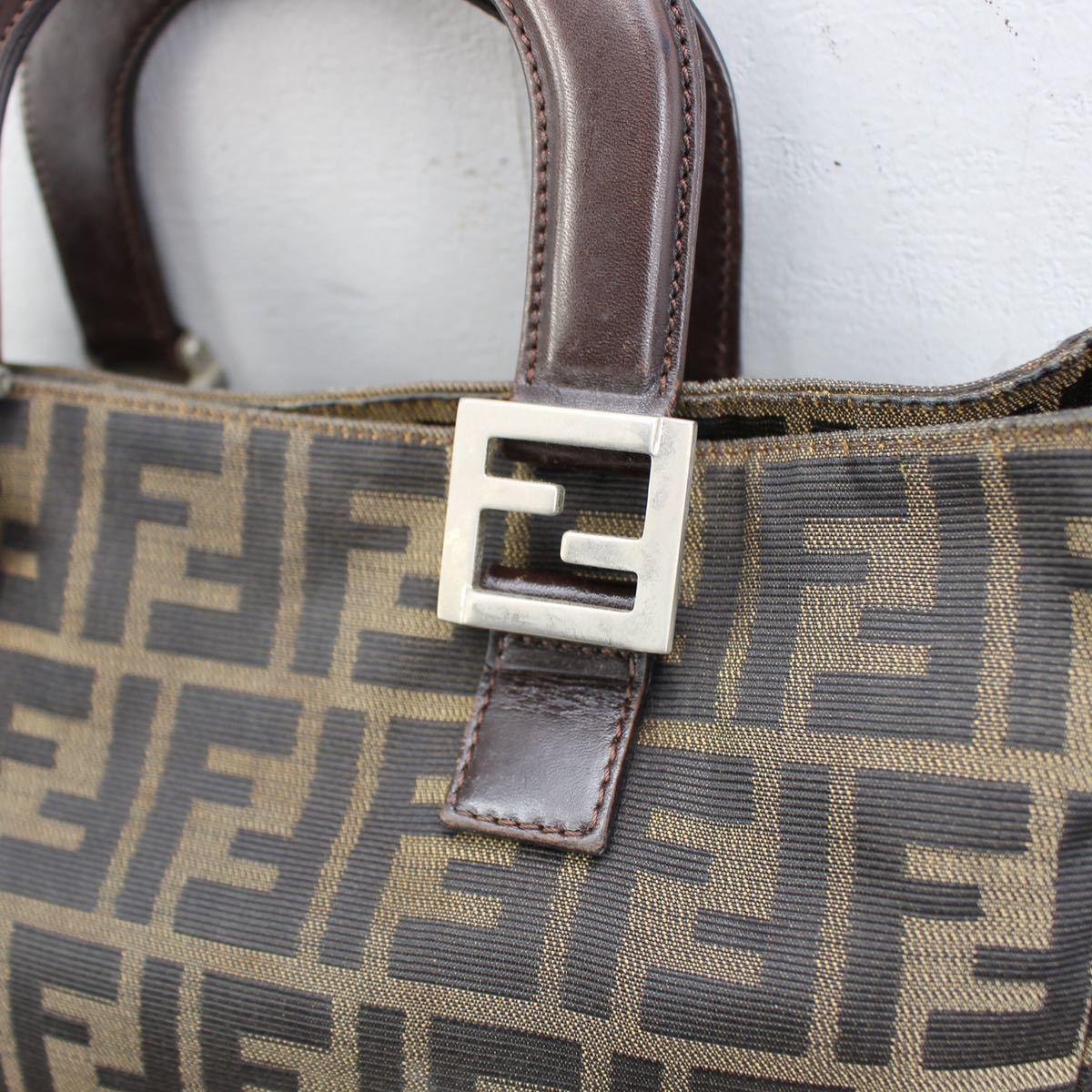 FENDI ZUCCA PATTERNED NYLON LEATHER HAND BAG/フェンディズッカ柄