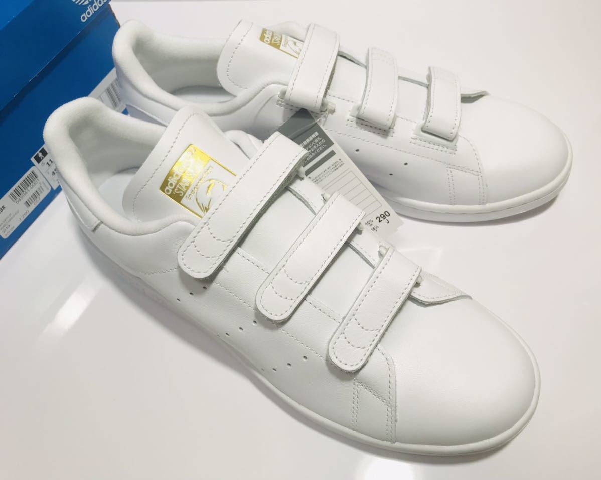 未使用!! デッド!! 2019製 adidas アディダス S75188 STAN SMITH CF スタンスミス ベルクロ 白 x 金 29cm US 11 箱付き 天然皮革 本革