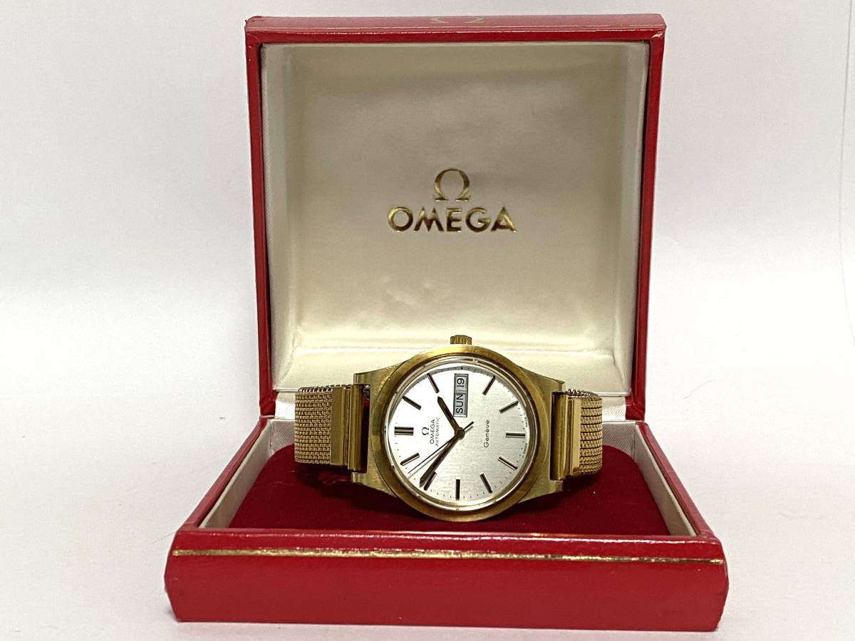 OMEGA オメガ Geneve 稼働品 自動巻き デイデイト Cal 1022 Ref 166.0169 メンズ 腕時計 赤箱付きOH歴あり SWISS アンティークヴィンテージの画像1
