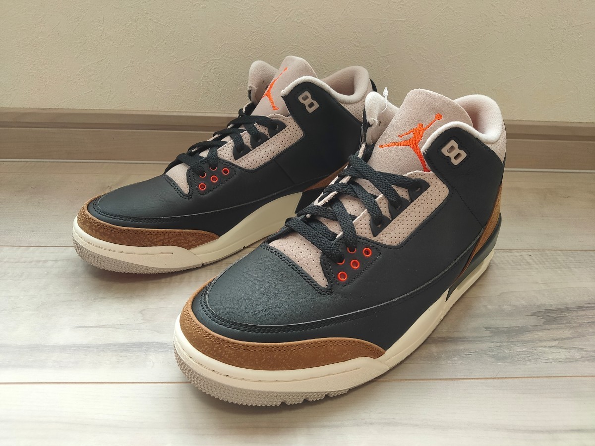 26.5cm 新品 NIKE AIR JORDAN 3 RETRO ナイキ エアジョーダン 3 レトロ エア ジョーダン レザー 黒 ブラック BLACK CT8532-008_画像1