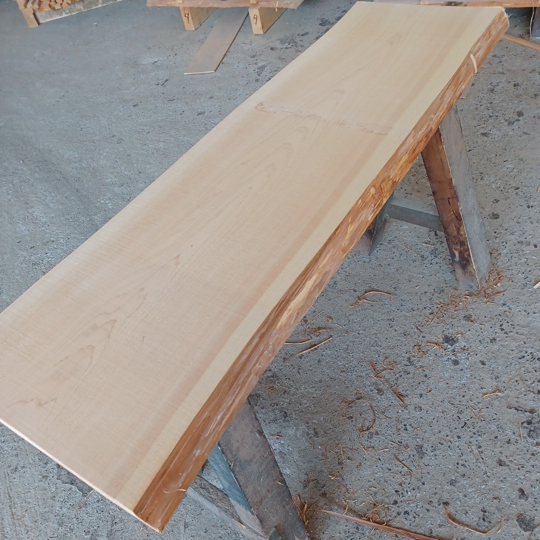 A-1236【114×35.6~43×3.5cm】 国産ひのき 耳付板 テーブル カウンター