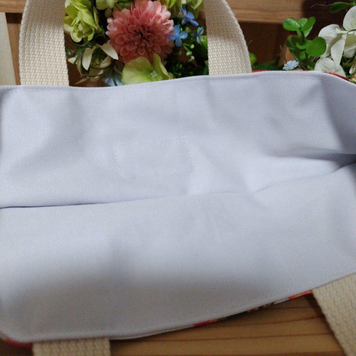 採れたていちご ハンドメイド ミニトートバッグ 布バスケット フルーツ