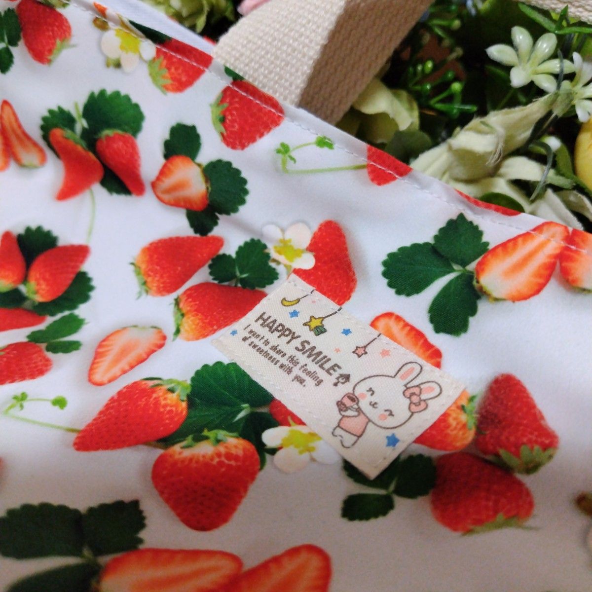 採れたていちご ハンドメイド ミニトートバッグ 布バスケット フルーツ