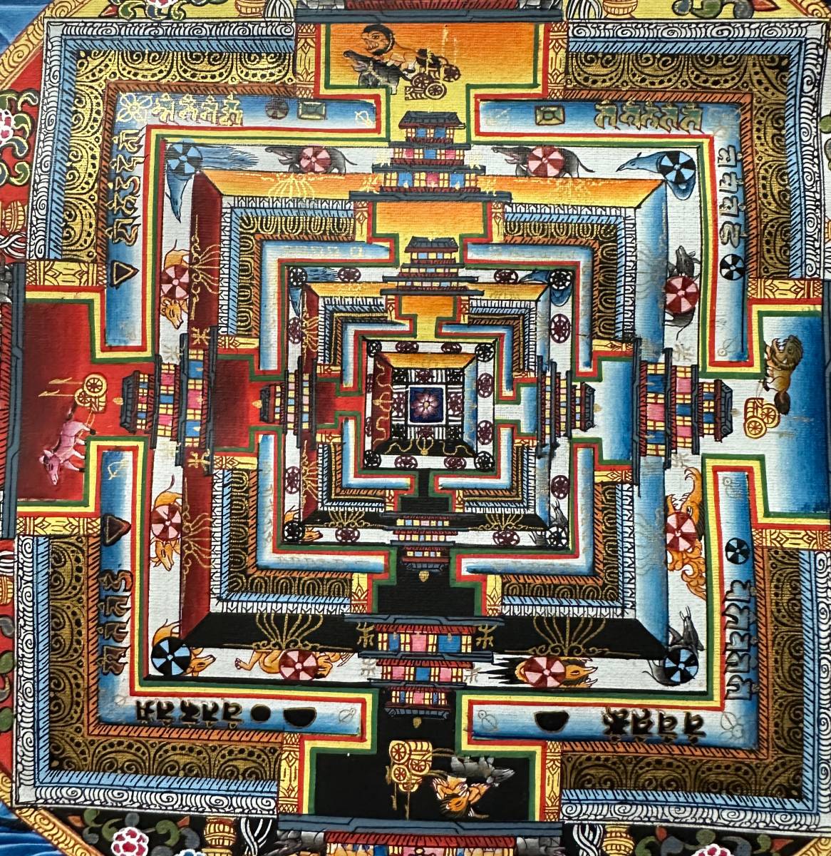 ◆カーラチャクラ・マンダラ（時輪曼荼羅）タンカ／仏画／チベット-KL25