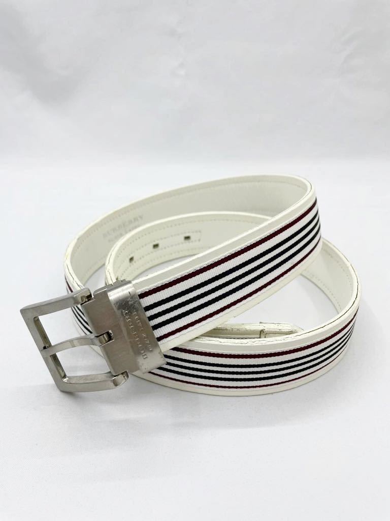 バーバリー ブラックレーベル ベルト ホワイト 美品 メンズ レザー
