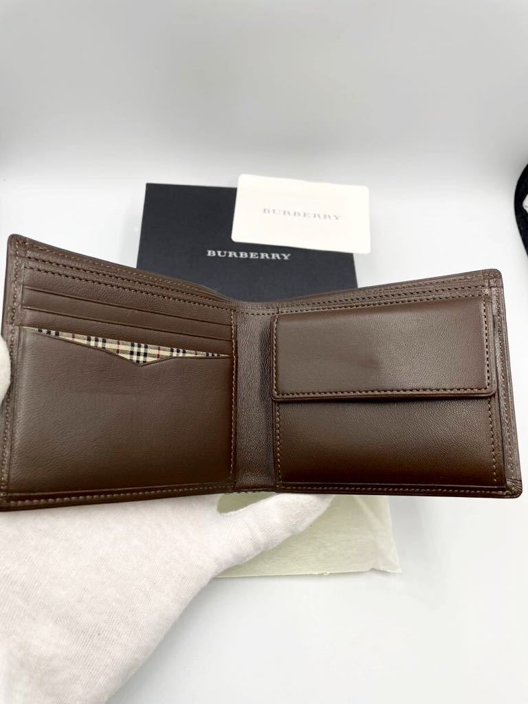 未使用品 バーバリー ロンドン 二つ折り財布 ダークブラウン 小銭入れ