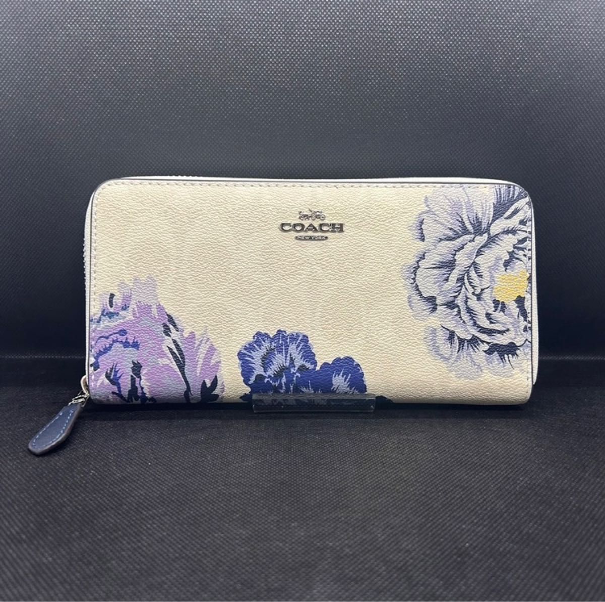 コーチ COACH 長財布 シグネチャー パープル花柄