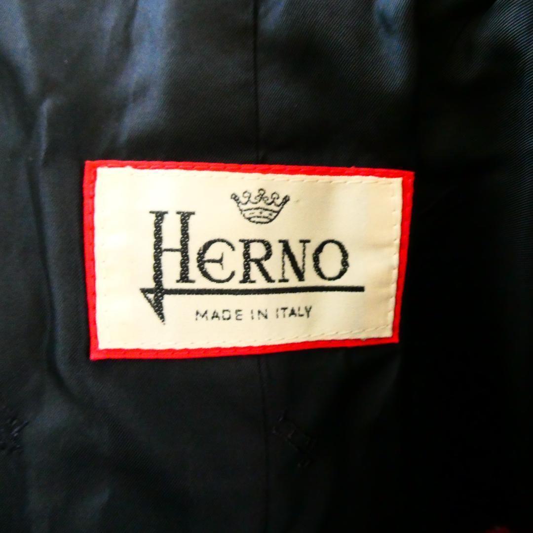 美品 HERNO ヘルノ サイズ約L チェスターコート ロングコート ヘリンボーン柄 ツイード ロング丈 グレー×ブラック_画像9