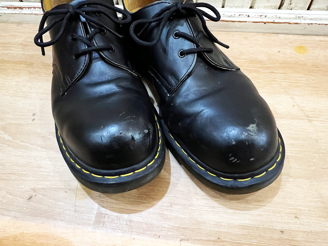 3024★定番!! Dr.Martens/ドクターマーチン 3EYE SHOE 3ホールシューズ スチールトゥ 1925 5400 レザー ブラック メンズ UK8(27cm) USED★ _画像3