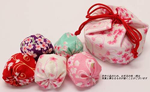 まつみ工芸 日本製 お手玉 巾着入 桜柄 白 5個入 和風 お土産_画像5