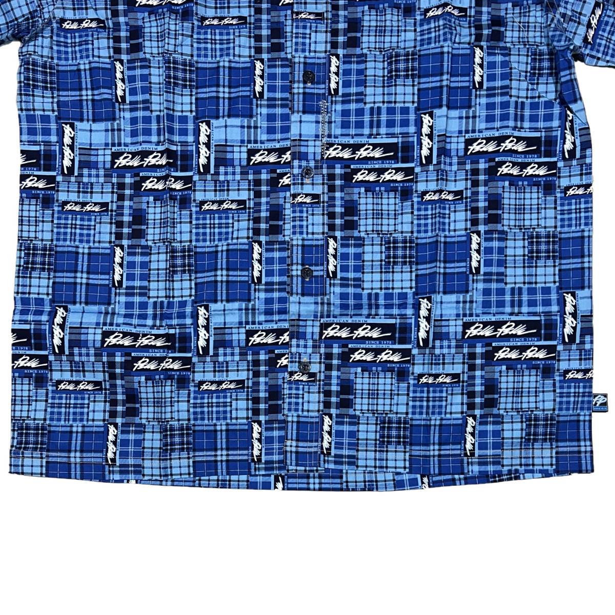 PellePelle ペレペレ 総柄 半袖ボタンシャツ（ブルー） (L) [並行輸入品]_画像4