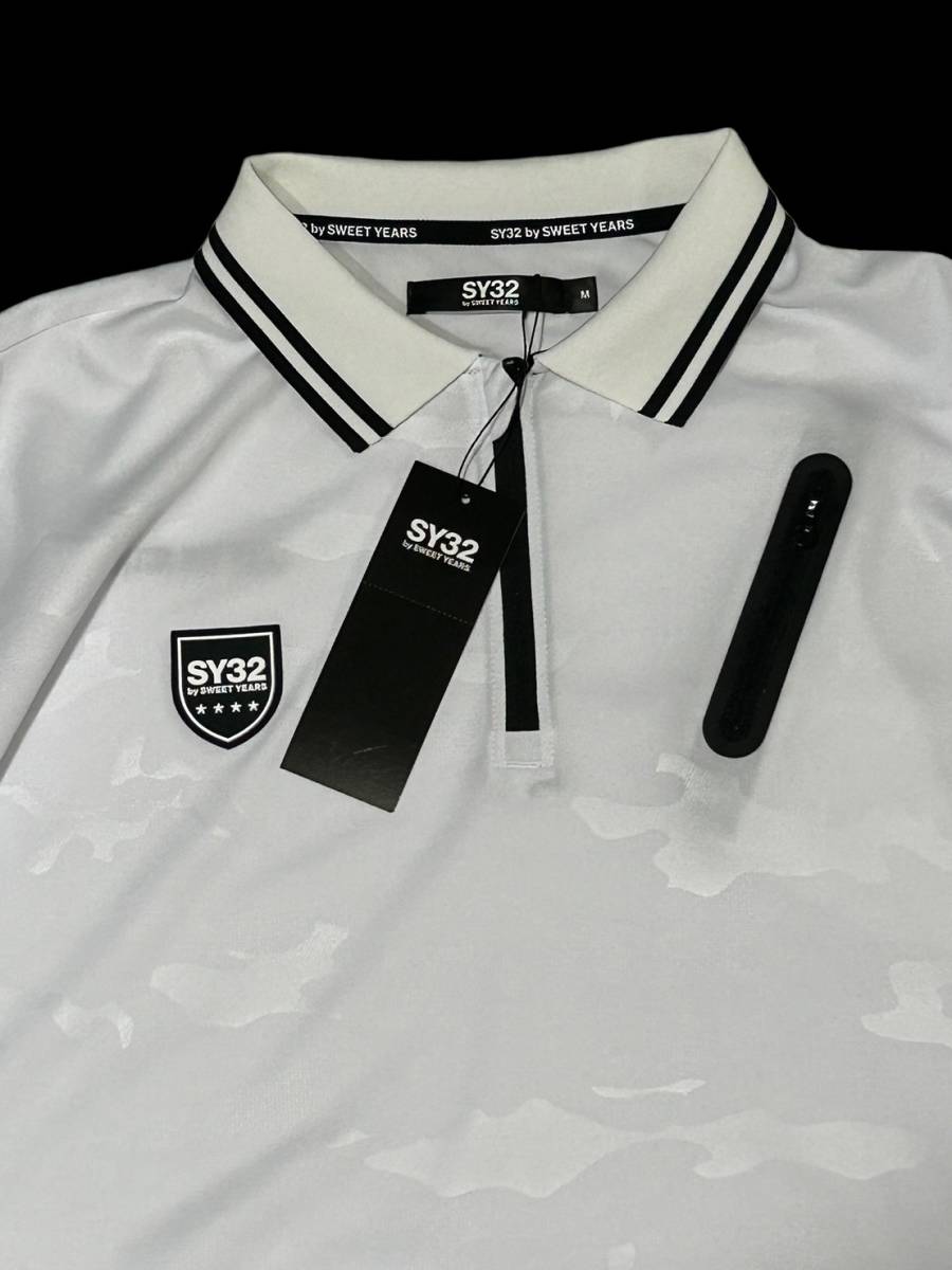 未使用　SY32 by SWEET YEARS ポロシャツ 半袖 おしゃれ ブランド ゴルフ スポーツ TNS1759　白　ギフト_画像6