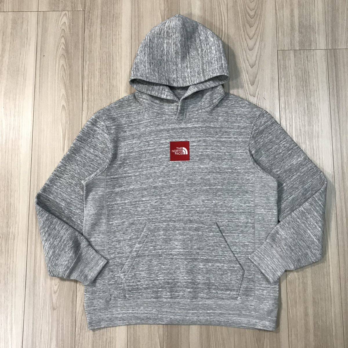 XL NORTH FACE Square BOX Logo Hoodieノースフェイス ボックス スクエア ロゴ フーディ スウェット パーカー Tシャツ トレーナー レッド