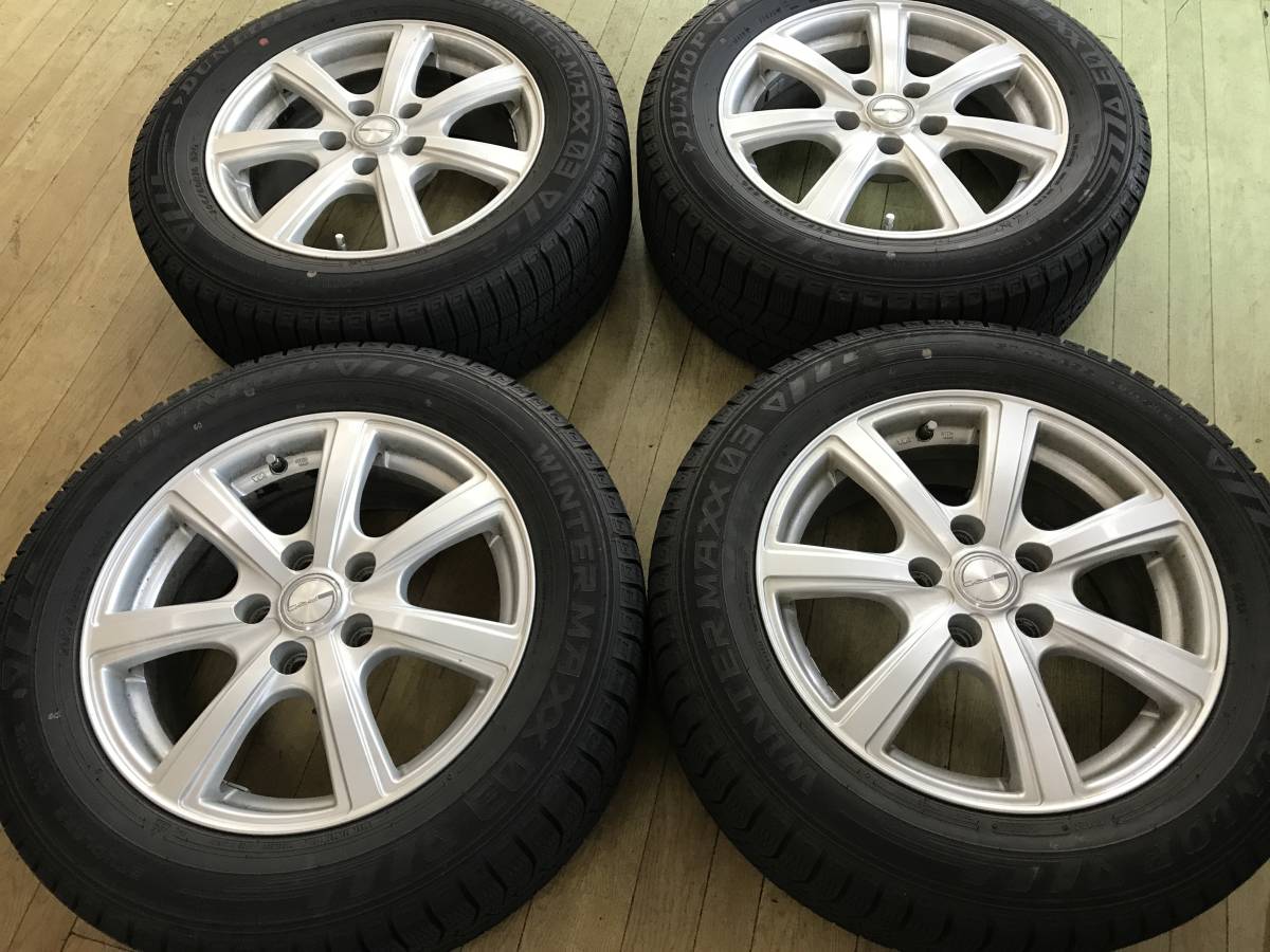 スタッドレス DUNLOP WM03 205/60R16 20年製 アルミホイールセット 4本 トヨタ専用 プリウスα 90ノア 90VOXY SAI 本州送料無料_画像1