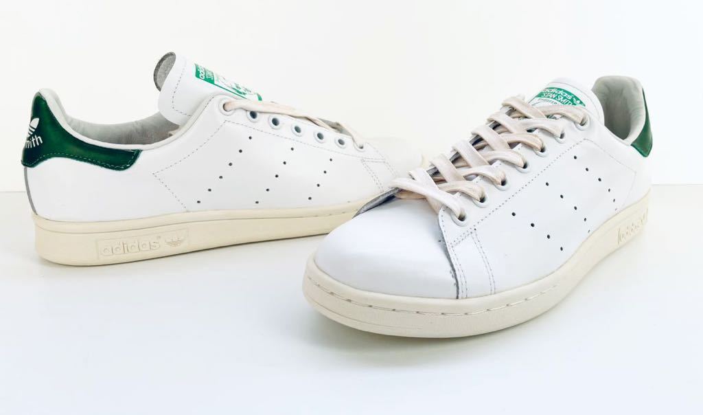  dead!! rare!! new goods 15 year adidas STAN SMITH Stansmith glass leather green white × green natural leather us 8.5 / 26.5.