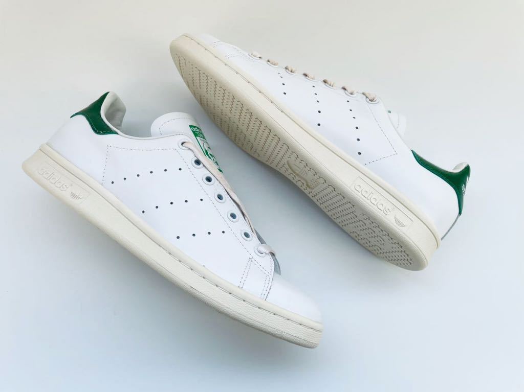  dead!! rare!! new goods 15 year adidas STAN SMITH Stansmith glass leather green white × green natural leather us 8.5 / 26.5.