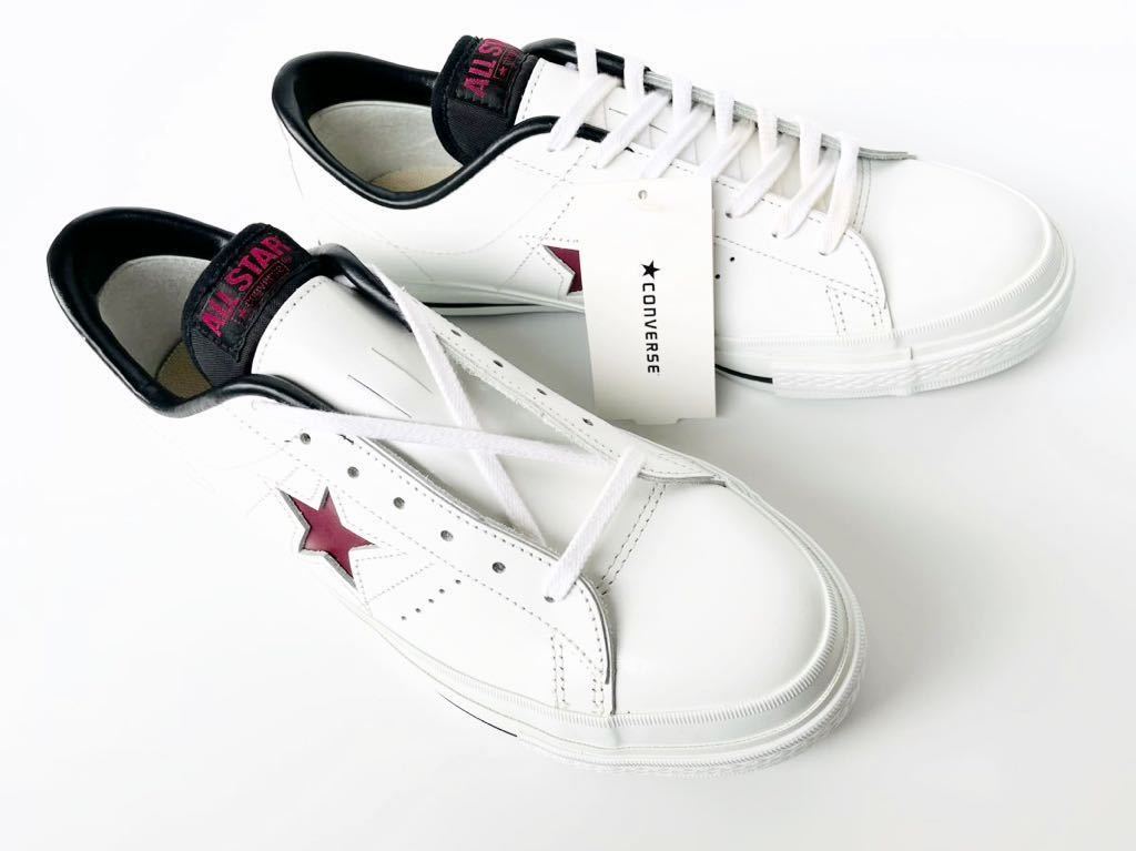 デッド!! 希少!! 新品 日本製 CONVERSE ONE STAR J コンバース ワンスター レザー ワイン ホワイト us 8.5 / 27 cm レアカラー 正規品