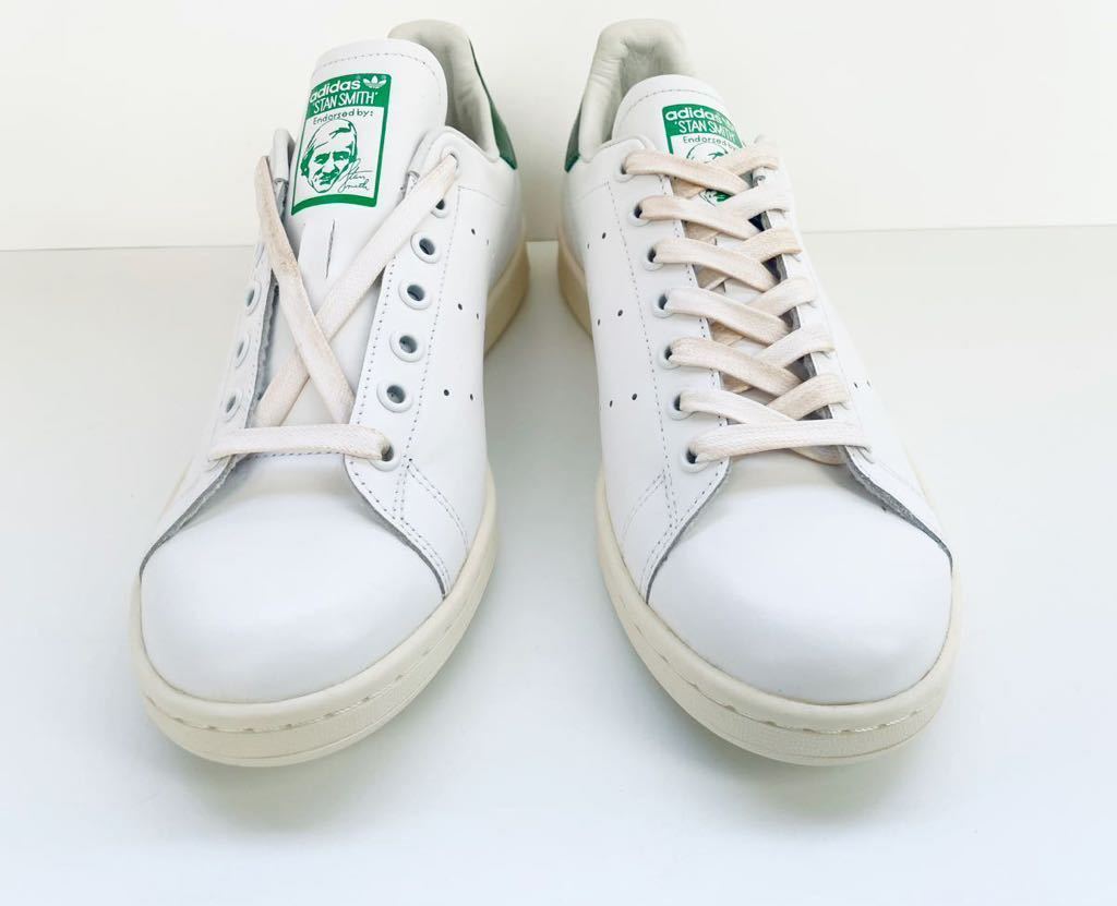  dead!! rare!! new goods 15 year adidas STAN SMITH Stansmith glass leather green white × green natural leather us 8.5 / 26.5.