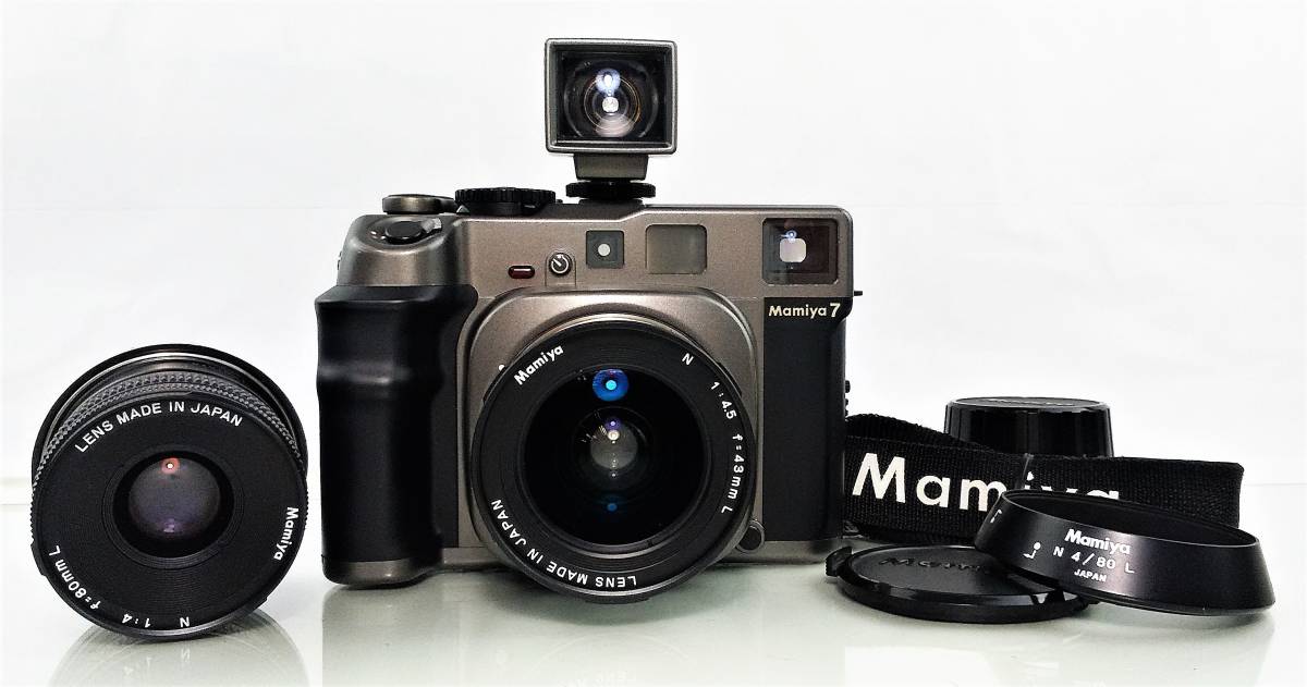 K/ Mamiya 7 マミヤ + N 1:4 f=80mm L + N 1:4.5 f=43mm L + ファインダー 中判 フィルムカメラ 0314-1