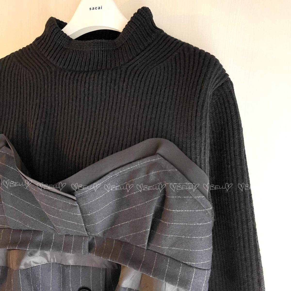 sacai サカイ 2022-23AW Wool Knit x Chalk Stripe Pullover | sherif