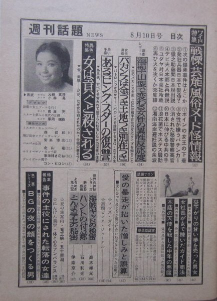 【送料無料】週刊話題News 日本文華社 昭和42(1967)年 8月10日号 中村佳代子 デビ夫人_画像5