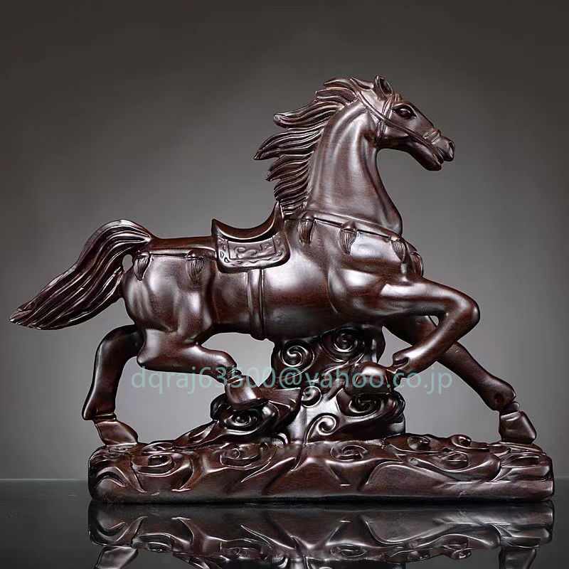 新入荷☆彫刻 黒檀木彫り馬の置物装飾置物プ