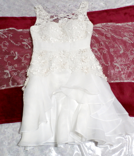 Dorisqueen pure-white wedding dress / race frill no sleeve One-piece White wedding dress/lace frill sleeveless dress