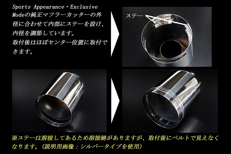 【Sports Appiaranse Exclusive Mode 専用】CX-8 KG ユーロ マフラーカッター 100mm シルバー 耐熱ブラック塗装 2本 マツダ MAZDA_画像5