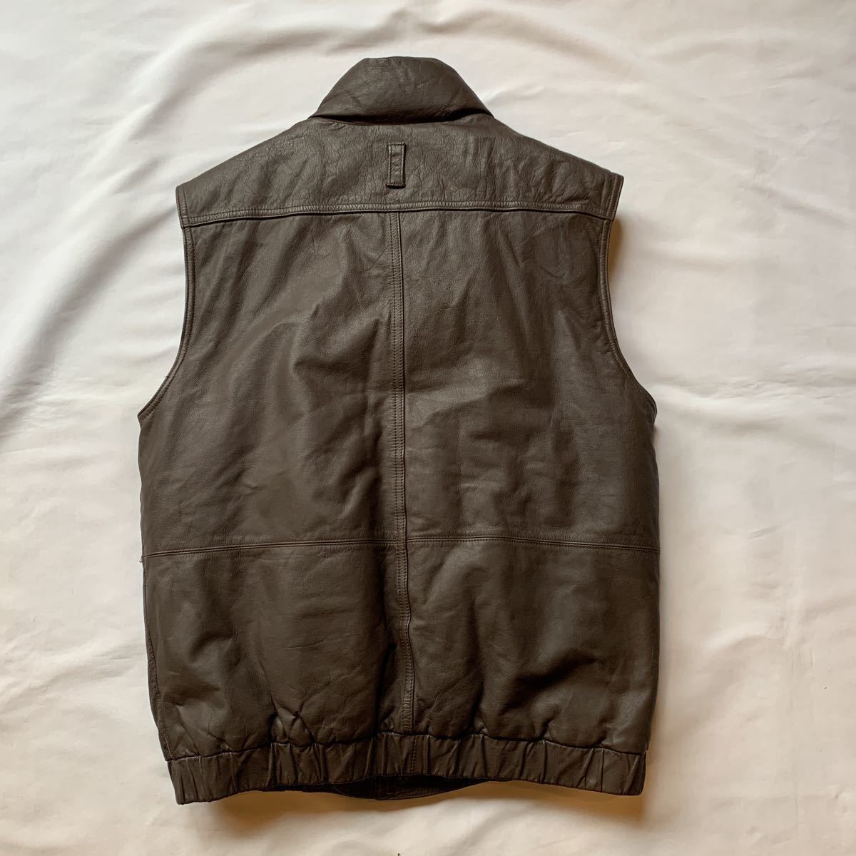 90s Eddie Bauer LEATHER DOWN VEST エディーバウアー レザーダウンベスト GOOSE DOWN グースダウン アメトラ トラッド TRAD 80s_画像3