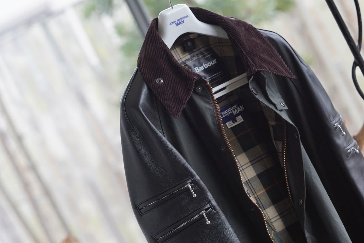 Barbour × JUNYA WATANABE COMMEdesGARCONS MAN leather Rider's bidet il jacket L Bab a- Junya Watanabe Comme des Garcons 