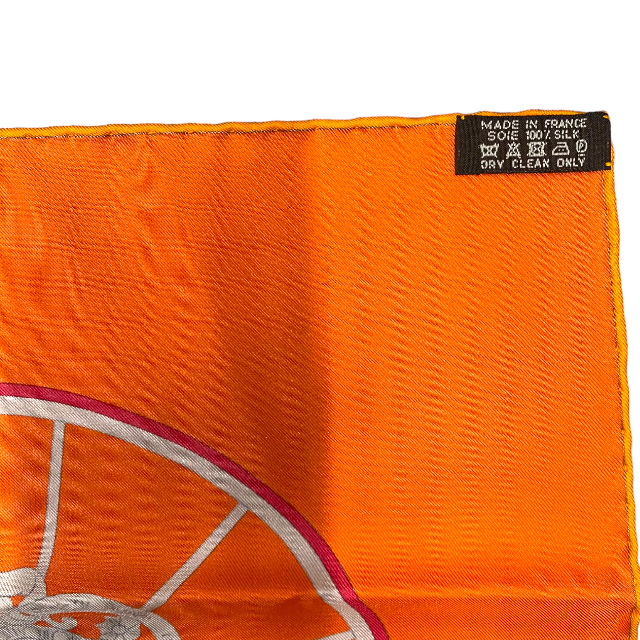 Hermes エルメス スカーフ カレ90 SPRINGS スプリング 馬車 大判 シルク オレンジ系 マルチカラー