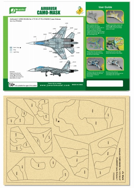 J's Work PPA5062 エアブラシ用迷彩マスキング 1/72 SU-27 フランカー カモフラージュ_画像1