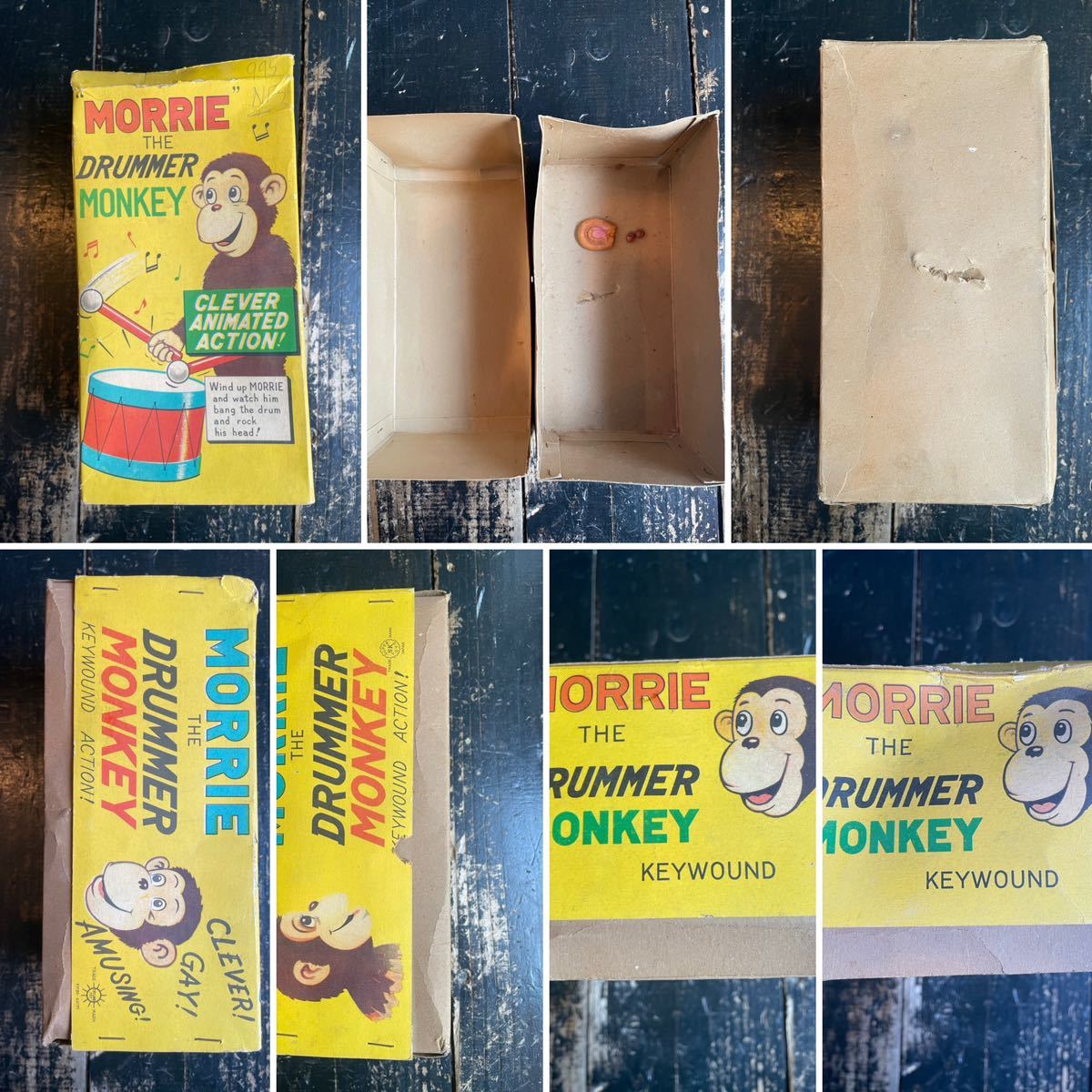 50s 1950s 60s made in Japan Vintage toy DRUMMER MONKEY super toys SK japan box attaching Showa Retro monkey antique zen my .... George 